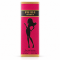 Pride Women Eau de Parfum 100ml box featuring a vibrant pink background, a black silhouette of a woman, and gold lettering and borders.
